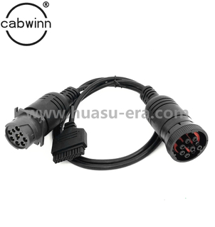 德驰 J1939 9P公头 对 J1939 9P母头+MOLEX3.0 2*11P 公头 重型汽车诊断线
