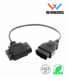 OBDII 16P J1962公头+外壳碎片到OBDII 16P J1962母头。车用围巾延长线